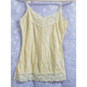 Women's Maurices Yellow Lace Trimmed Camisole Layer Size Small
